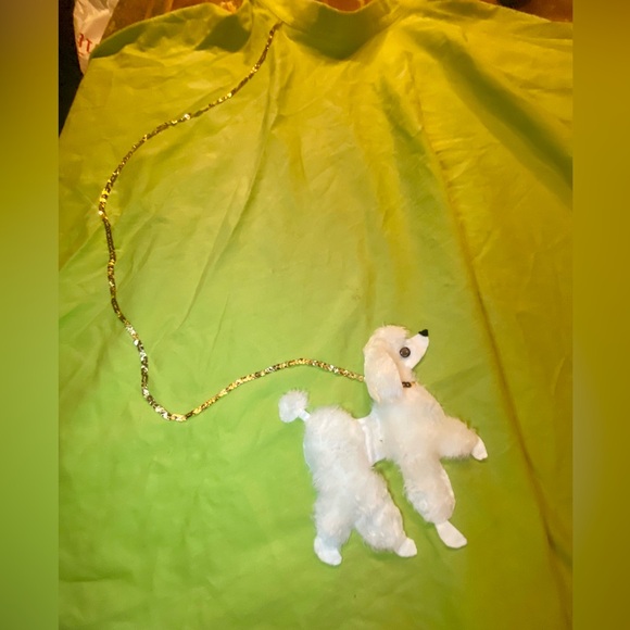 Poodle Circle Skirt Appliquéd Poodle Leash Handmade Costume Retro Green M/L 30 - Picture 3 of 10